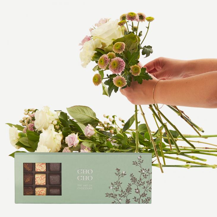 Lav buket med Cho Cho (27 stk., floristens kreative valg)