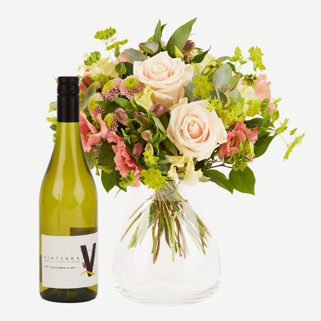Romantisk buket med Vinterra Sauvignon Blanc